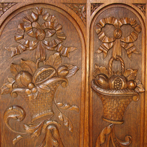 Fab Antique Country French Style Carved Oak Panels, 3pc, Bows, Ribbons & Baskets