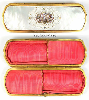 Antique French Cigar or Spectacles Case, Mother of Pearl, c1850-70, Napoleon III