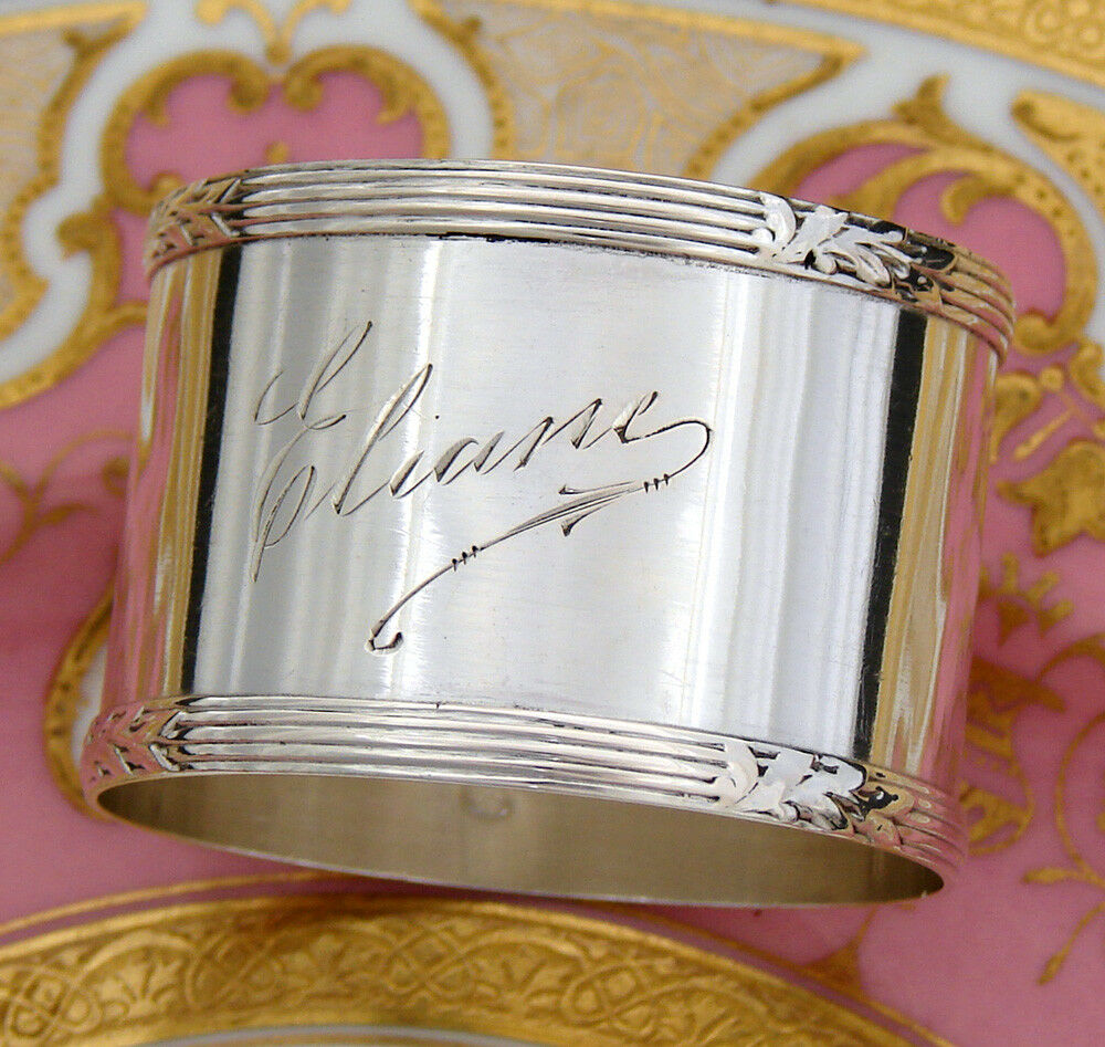 Antique Continental .800 (nearly sterling) Silver Napkin Ring with "Eliane"