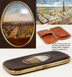 Antique French Eglomise & Leather Cigar or Spectacles Case, 1867 Paris Expo View