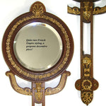 Antique French Empire Revival Style 14" Hand or Vanity Mirror, Bronze, Mahoghany