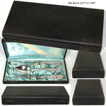 Antique Continental .800 Silver 3pc Flatware Set in Box, "FW" Monogram, Seashell
