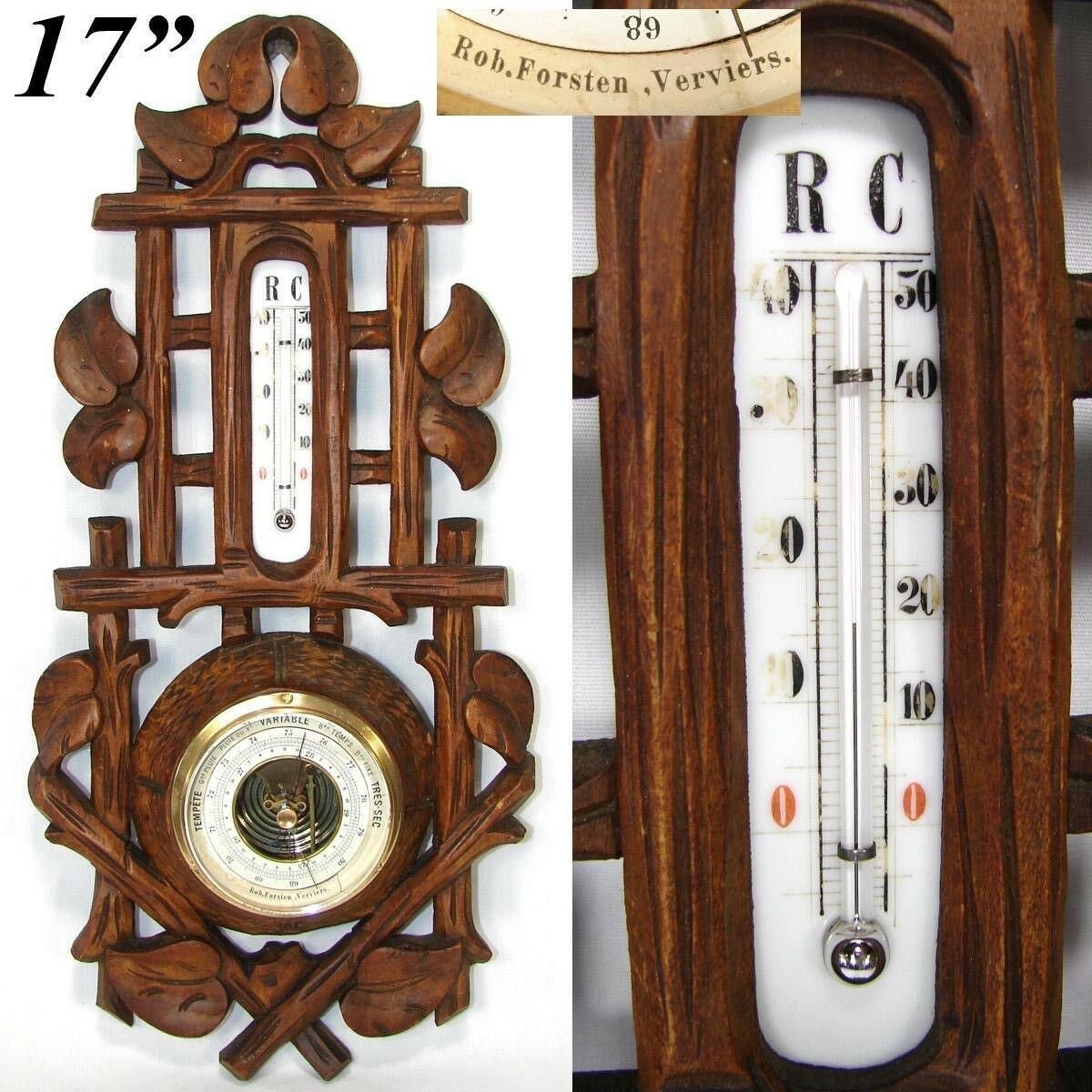 Antique Victorian Era Black Forest Style 17 3/8 Wall Barometer & Ther –  Antiques & Uncommon Treasure