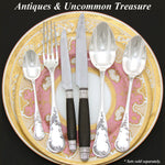 Antique French Napoleon III Era 24pc Dinner Knife Set, Sterling Silver & Ebony