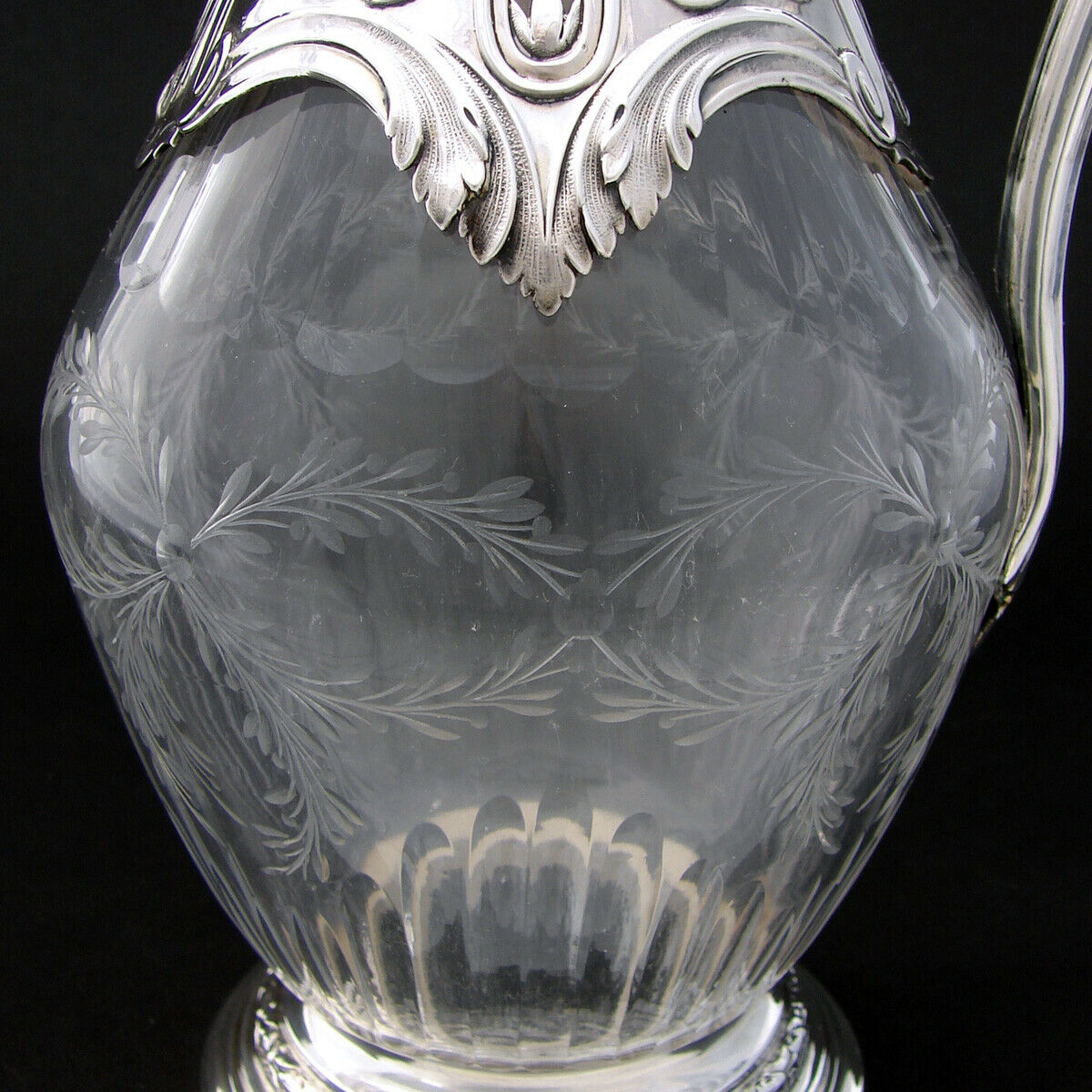 Antique French PUIFORCAT Sterling Silver & Intaglio Glass Claret Jug, Empire