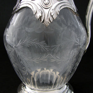 Antique French PUIFORCAT Sterling Silver & Intaglio Glass Claret Jug, Empire