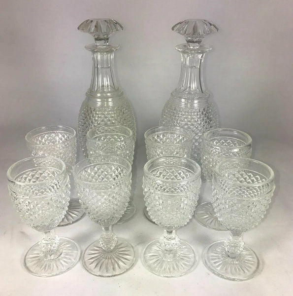 BACCARAT CRYSTAL CUT TO CLEAR WINE GLASSES VERY RARE ANTIQUE 110YrsOld  FRANCE