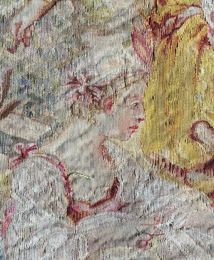 RARE Superb Antique French Beauvais Manufactory Silk Tapestry Panel, 30"x24.5" Apres Boucher