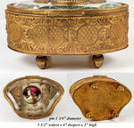 Antique French Jewelry Casket, Box, Glass Top, Kiln-fired Portrait of St. Helen