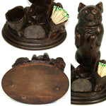 Rare Antique Victorian Era Black Forest Carved 9 1/4" Smoker's Stand, FOX Figure