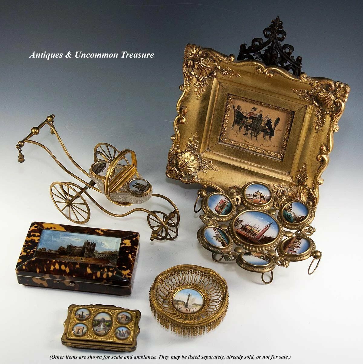RARE 9" Palais Royal Carriage Box, Jewelry Casket, Grand Tour Eglomise, Opaline