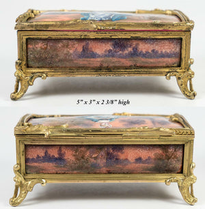 Rare Antique French Kiln-fired Enamel Jewelry box, Chocolatier's Signature