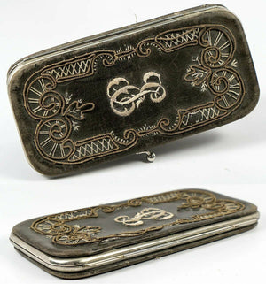 Antique 1880s Victorian Era Cigar Case, Silk & Metallic Embroidery, Moire Silk