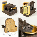 Antique HC Black Forest Bear, Smoker's Stand, Ashtray, Match Holder