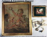 Antique 1700s French Aubusson Tapestry Fragment 15.25" x 13.25" Frame, a Putto