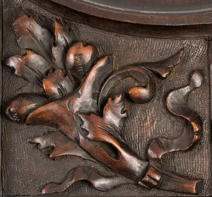 Set 4pc Antique Carved Wood Cabinet Panels, Neo-Renaissance, Gothic Cornucopia
