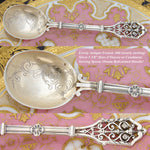 Antique French Sterling Silver 5.5” Condiment Spoon, Reticulated Handle