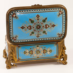 TAHAN, Paris: Antique Bressan or Severs Kiln-fired Enamel Jewelry Box, Casket