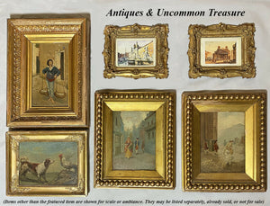 PAIR: Antique Oil Painting on Board, Original c.1870s Wood Frame, Gilt & Gadroon