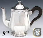 Antique French Sterling Silver 9" Coffee or Tea Pot, Teapot, Seashell Accents
