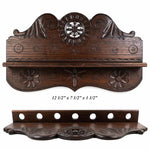 Antique French or Belgian Carved Bretton Chip Carved Pipe or Spoon Rack, 12.5"