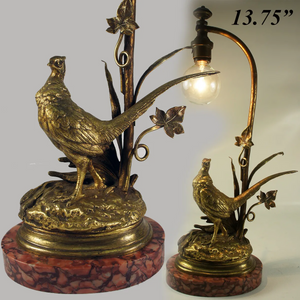 Antique Dore Bronze Sculpture, Moignez, Marble Plinth, a 14" Desk or Table Lamp