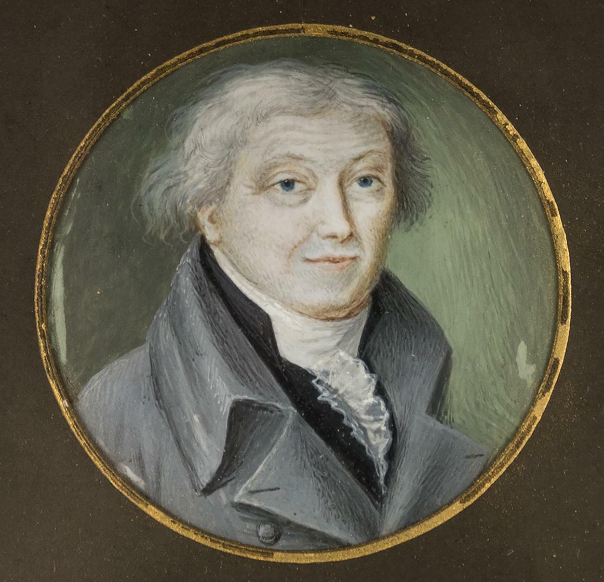 Exceptional Antique French Portrait Miniature in Fine Wood Frame, c.1800-1820