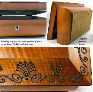 Early 1800s Antique French Lemonwood Sewing Casket, Box, Coffret, Steel Pique