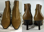 Elegant HERMES Ankle Boots, Booties, in Camel Color, Cream Top Stitch, 3" Heel