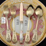 RARE 60pc Set Antique French Vermeil 18k Gold on Sterling Silver Flatware Set, Ornate