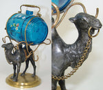 Antique French Napoleon III Liqueur Decanter, Enamel Liquor Barrel & Cups: Camel