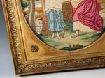 Antique 1700s English Silk Work Embroidery Tapestry, Sampler in Frame, Woman