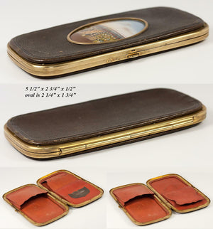 Antique French Eglomise & Leather Cigar or Spectacles Case, 1867 Paris Expo View