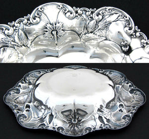 Antique Whiting Gorham Sterling Silver7" Bowl, Floral Bas Relief, J.E. Caldwell