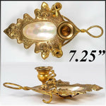 Antique French Mother of Pearl Palais Royal Candle Holder, Brilliant Ormolu