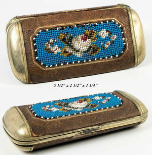 Antique Edwardian to Victorian Beadwork Cigar Case, Hard Side, Spectacles Case