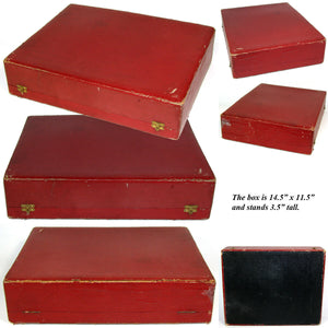 Antique Italian Hallmarked Silver 3pc Writer's Set, 6" Inkwell, Orig. 14.5" Box