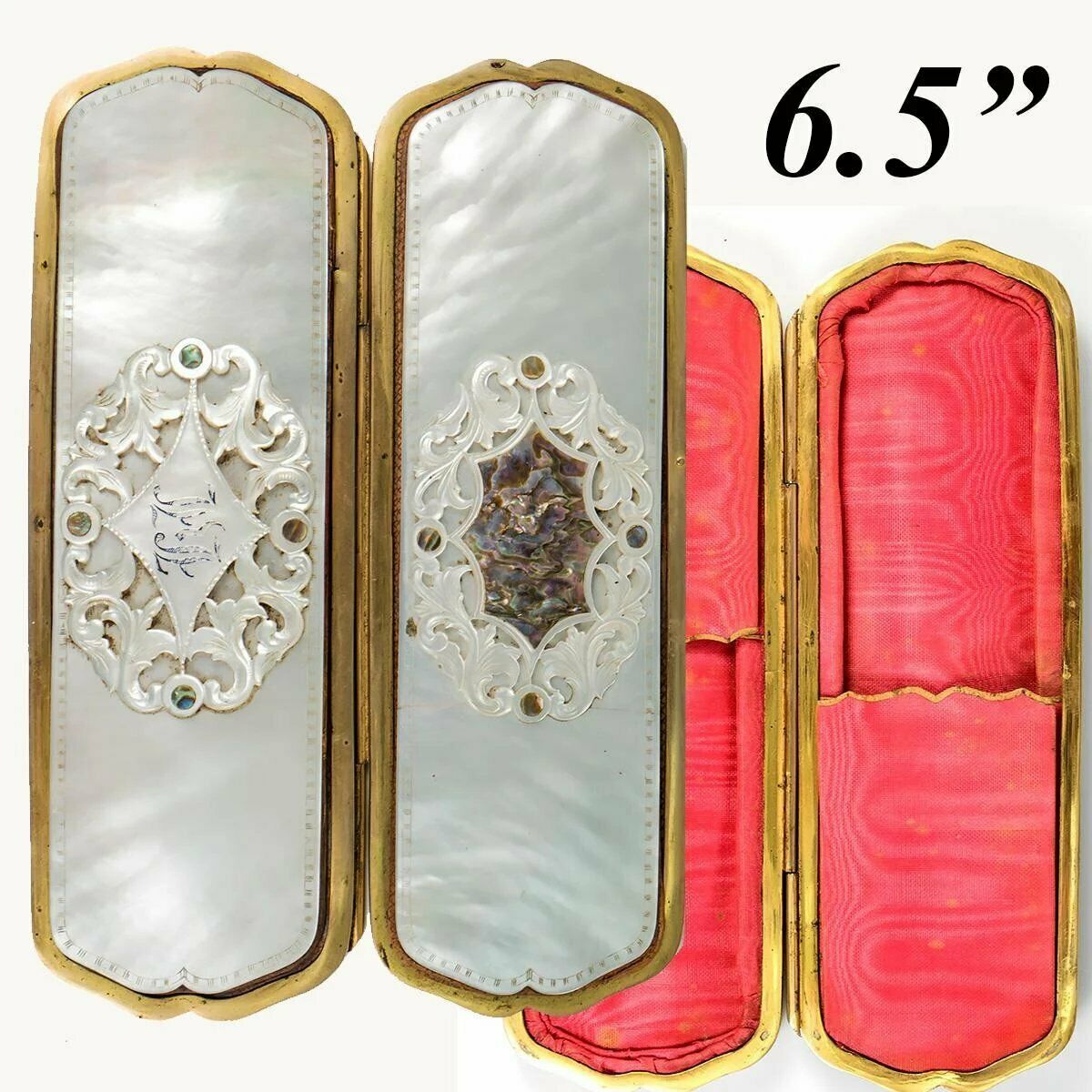 Antique French Cigar or Spectacles Case, Mother of Pearl, c1850-70, Napoleon III