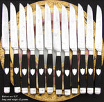 Antique French Sterling Silver & Ebony Handle 12pc Dinner Knife Set, 2pc Serving