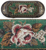 Antique French Beaded Needlepoint Panel, Spectacles Case, Leather Etui