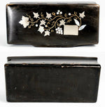 Antique Victorian Era Carved Solid Horn Snuff Box, Casket with Pique Inlay