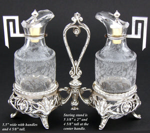 Antique French Sterling Silver & Cut Glass Solitaire Oil & Vinegar Cruet Stand