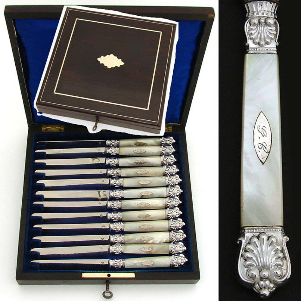 Whiting Sterling Flatware Set with Mother of Pearl Knives for sale