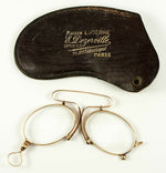 Antique 18k Gold, French Pince Nez Spectacles in Fine Condition, Hallmarks, Case