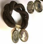 RARE Antique Victorian Mourning Bracelet, Woven Hair with Double Locket, VGC