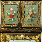 RARE Antique Victorian Papier Mache 12" Chest, HP Floral, Pearl Inlays, Tomb