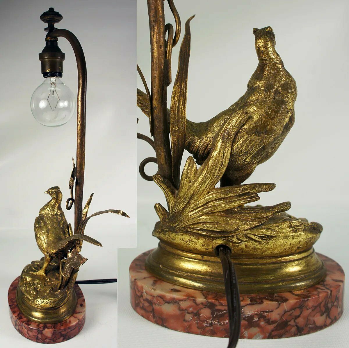 Antique Dore Bronze Sculpture, Moignez, Marble Plinth, a 14" Desk or Table Lamp