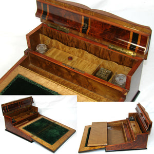 Exceptional! Antique French Napoleon III Era 12.5" Ecritoire Writer's Chest, Box, Lap Desk, Boulle