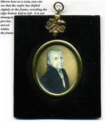 Antique Georgian Era Portrait Miniature, Hand Painted Gentleman in Grisaille