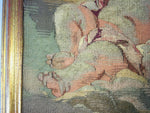 Antique 1700s French Aubusson Tapestry Fragment 15.25" x 13.25" Frame, a Putto